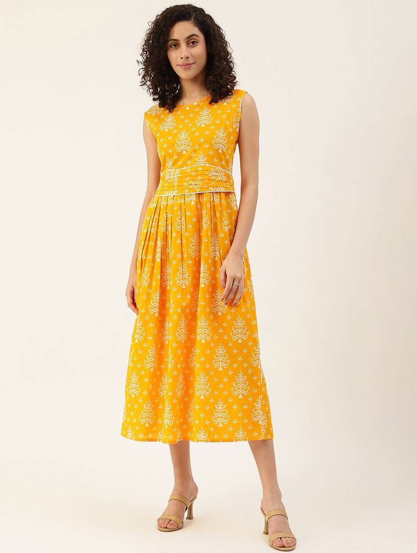women printed fit & flare viscose midi dress - 22407565 -  Standard Image - 2