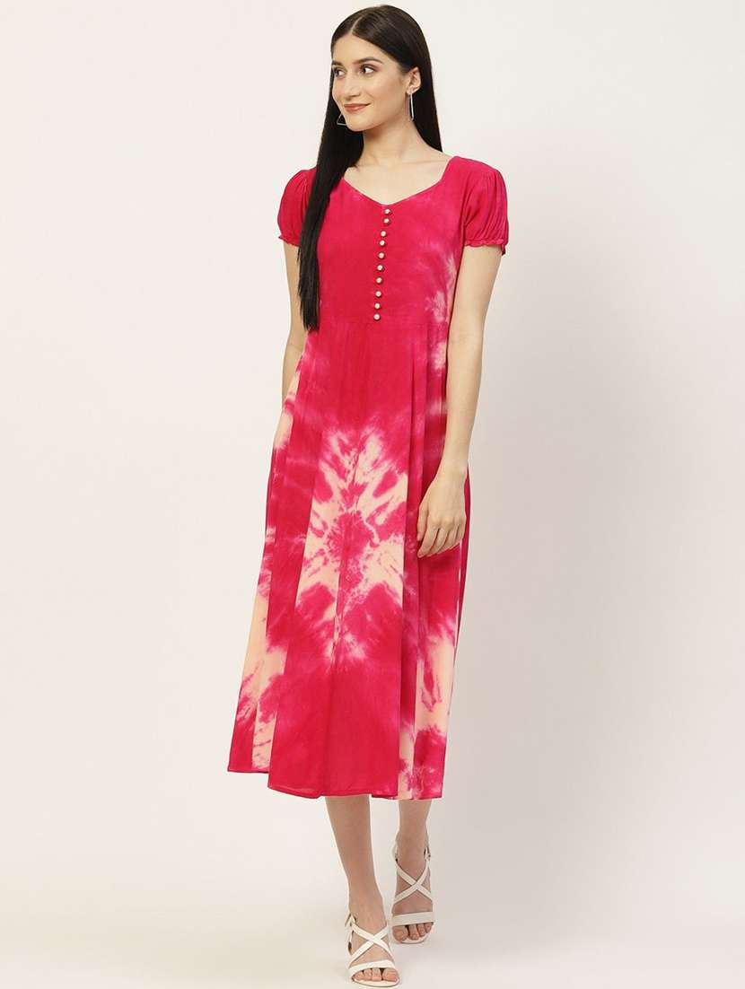 Pink Tie & Dye A-line Dress - 22407566 -  Standard Image - 2