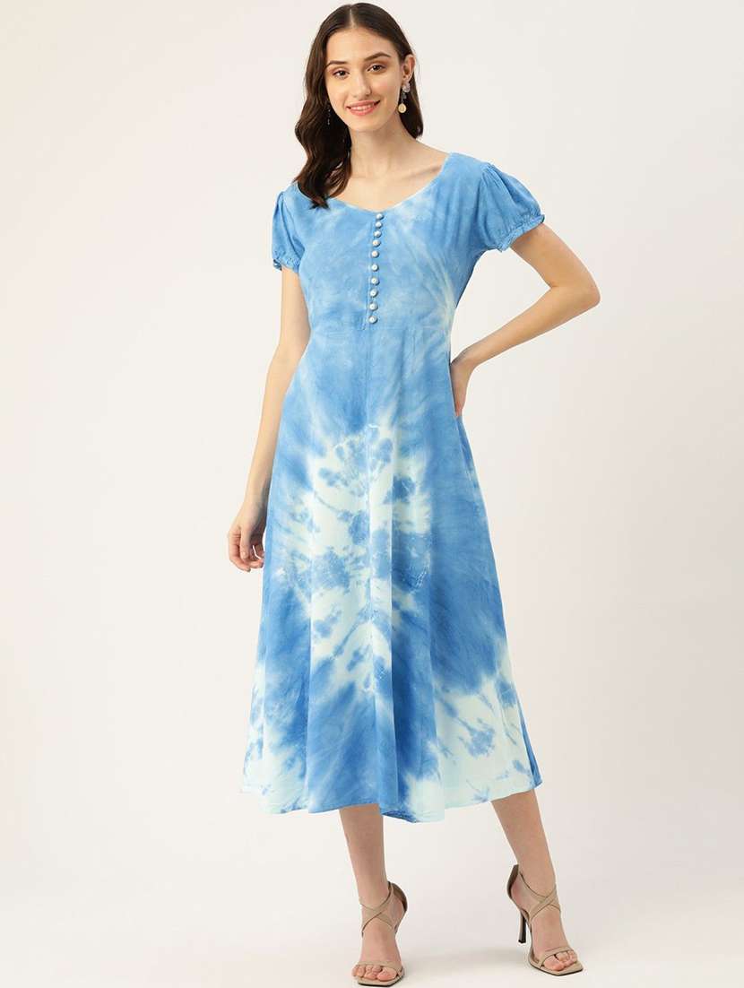 women tie & dye a-line midi dress