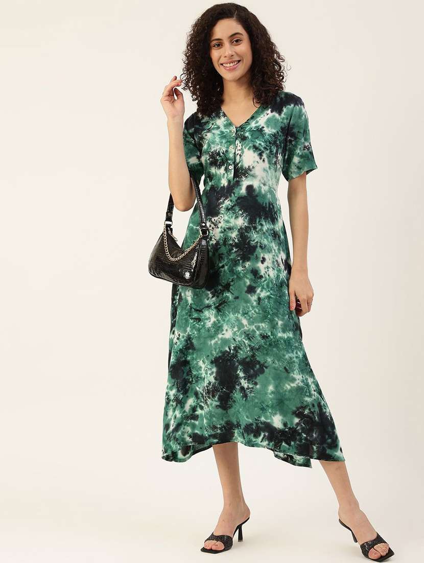 multi colored viscose asymmetric dress - 22407568 -  Standard Image - 2