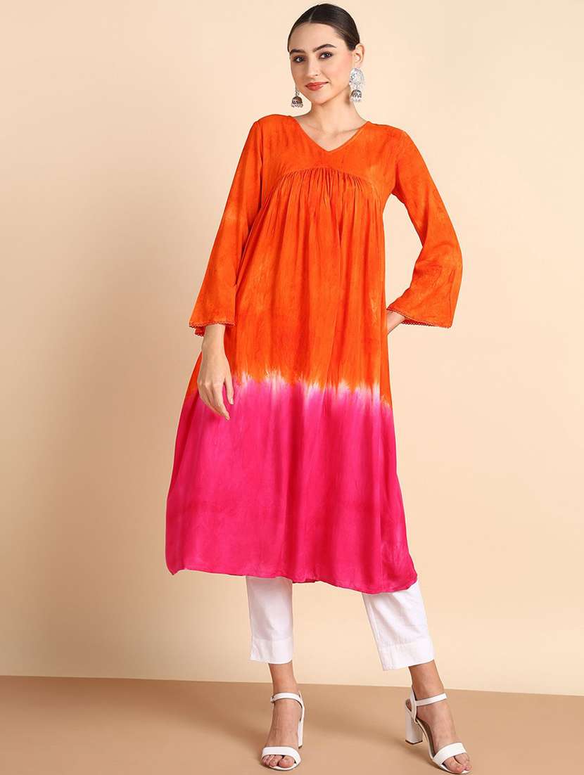 women tie & dye viscose fit & flare dress - 22407584 -  Standard Image - 2