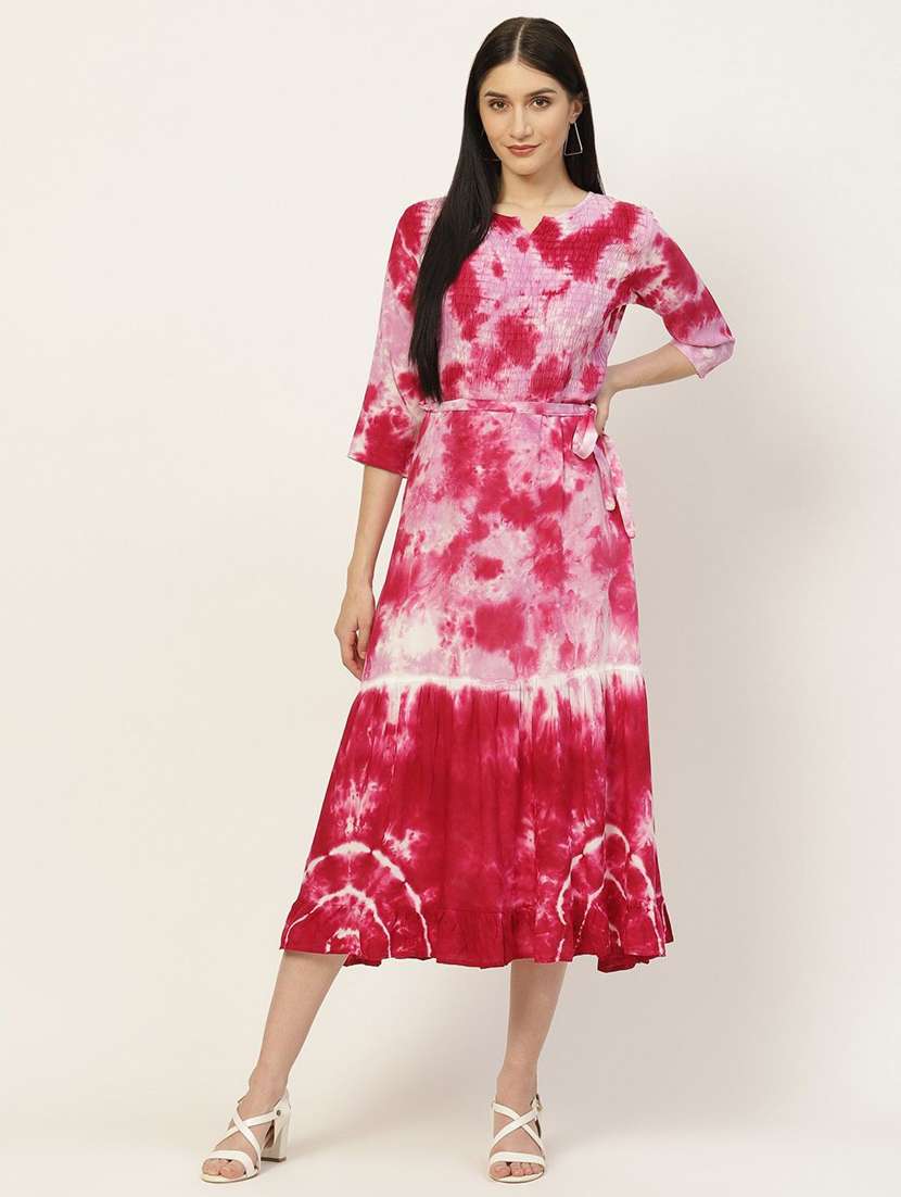 women pink viscose a-line dress - 22407595 -  Standard Image - 2