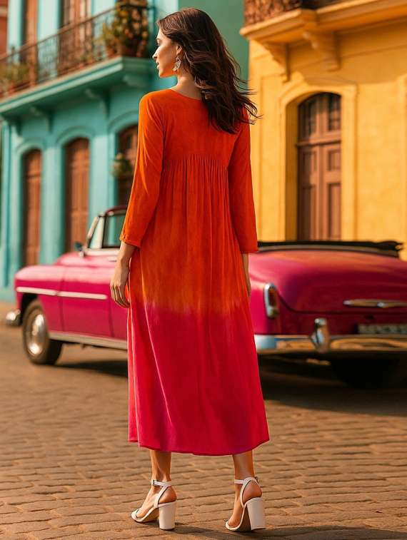 tie & dye viscose fit & flare dress - 22407607 -  Standard Image - 2