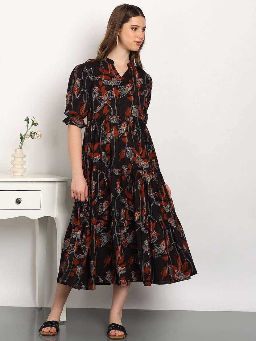 women black cotton a-line dress - 22407612 -  Standard Image - 2