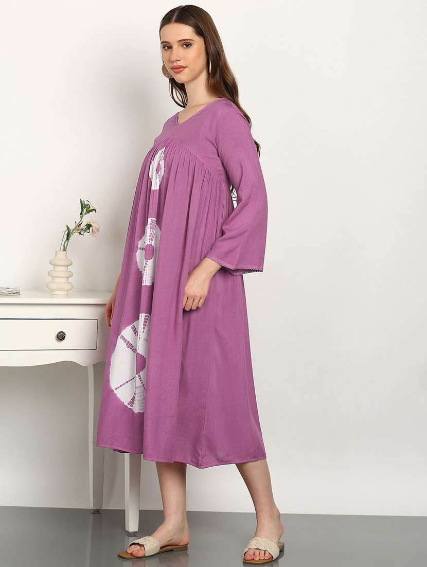 purple viscose aline dress - 22407614 -  Standard Image - 2