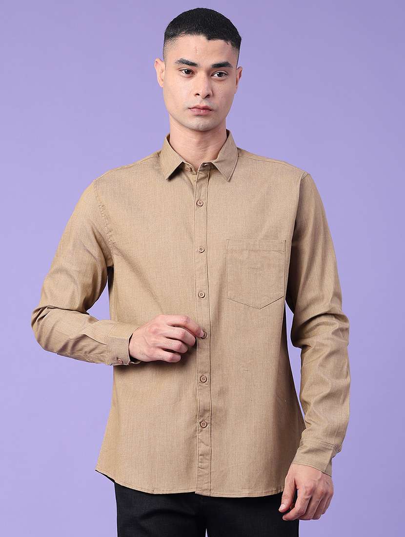 Men Solid Long Sleeve Regular Fit Casual Shirt - 22407752 -  Standard Image - 2