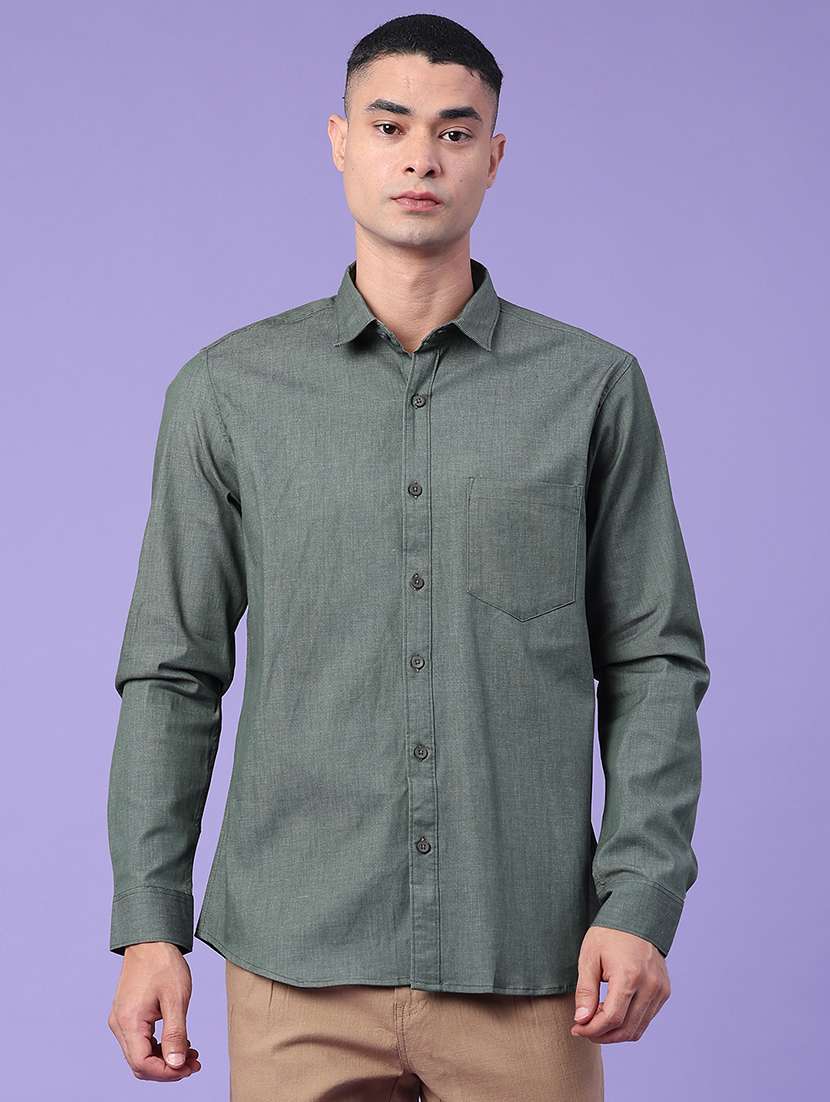 Men Solid Long Sleeve Regular Fit Casual Shirt - 22407753 -  Standard Image - 2