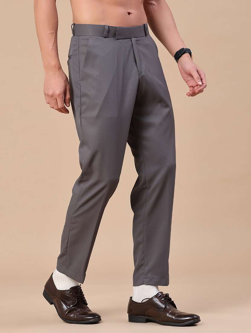 men solid mid rise flat front formal trouser - 22407829 -  Standard Image - 2