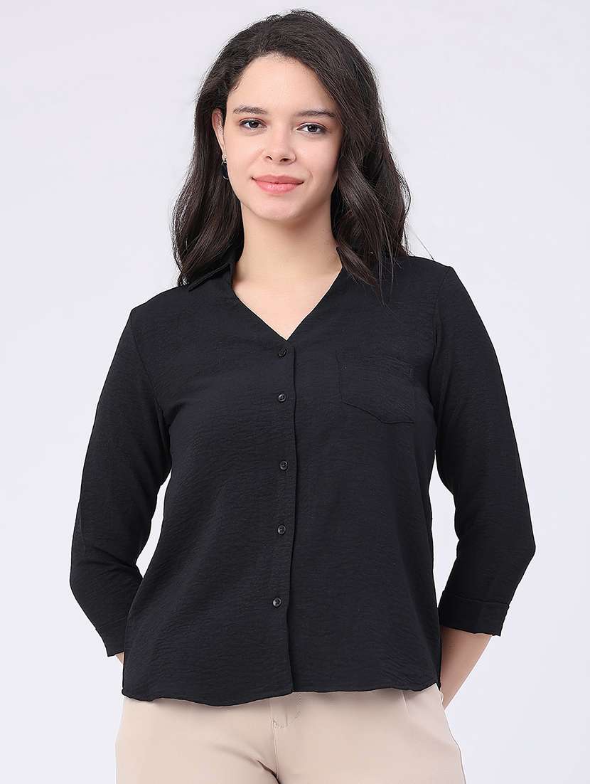 women solid collared regular shirt - 22407875 -  Standard Image - 2