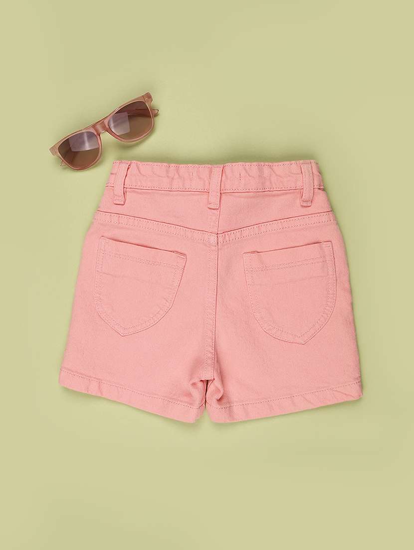 girls solid mid rise regular shorts - 22407944 -  Standard Image - 2
