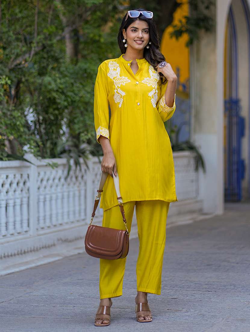 women solid with work three quarter sleeve co-ord set