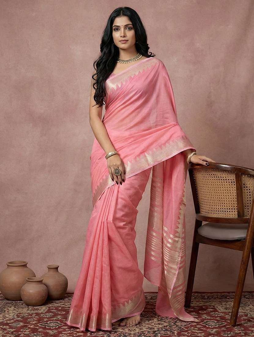 women solid handloom saree with blouse