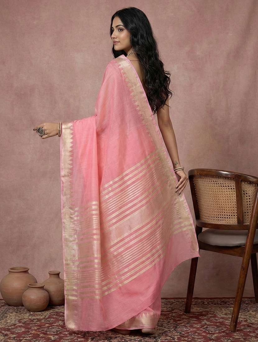 women solid handloom saree with blouse - 22408067 -  Standard Image - 2