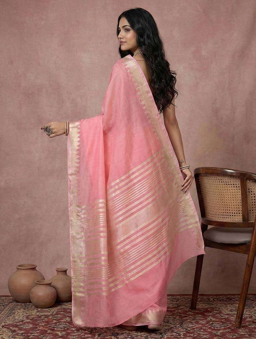 women solid handloom saree with blouse - 22408067 -  Standard Image - 2