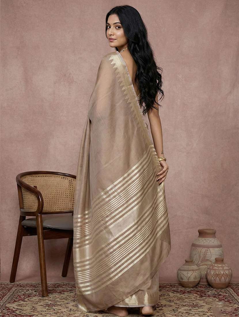 women solid with bordered saree with blouse - 22408074 -  Standard Image - 2