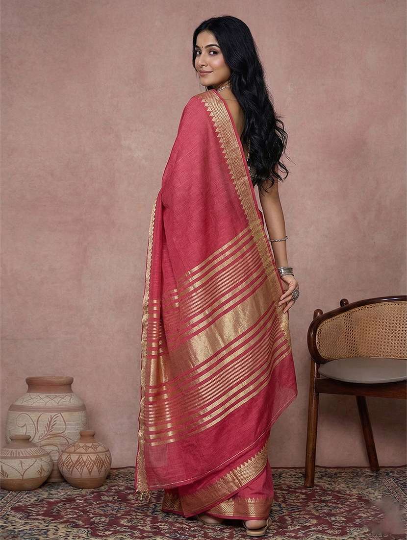 women solid with bordered saree with blouse - 22408082 -  Standard Image - 2