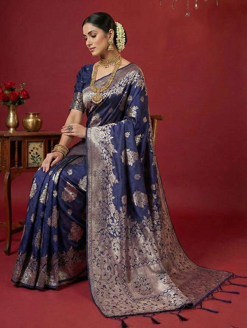 women self design banarasi saree with blouse - 22408109 -  Standard Image - 2