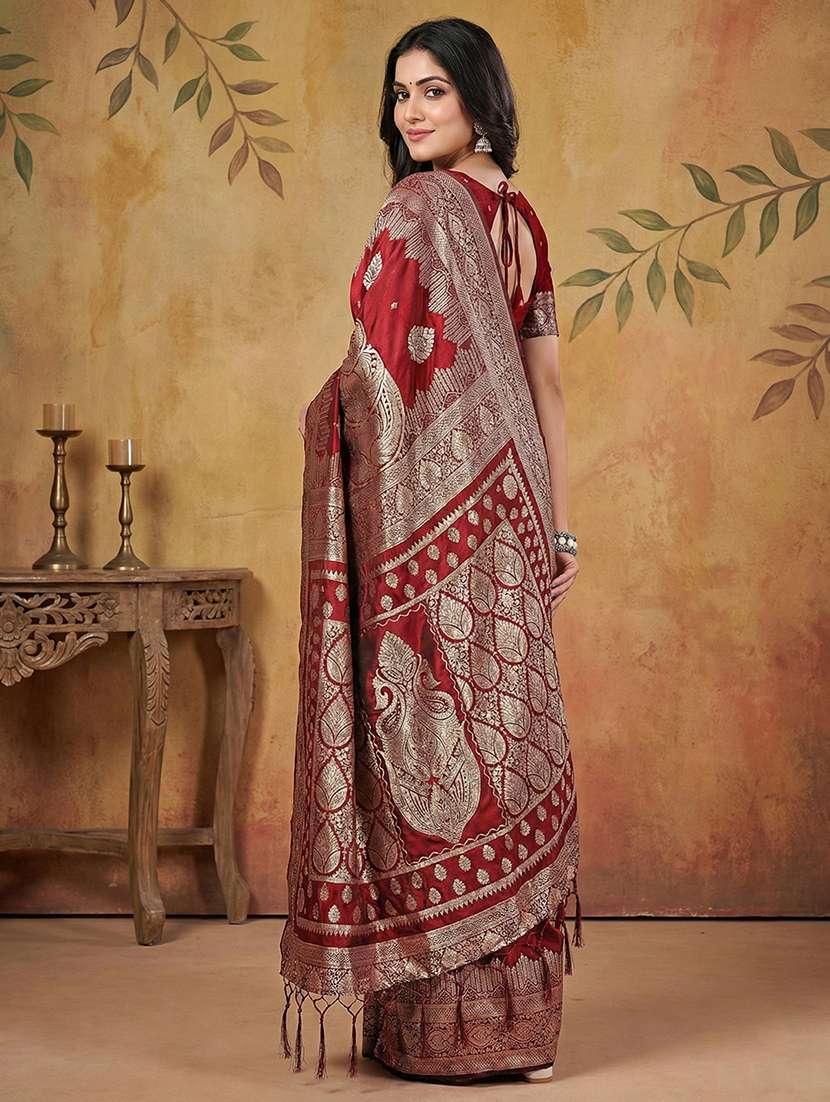 Women Self Design Banarasi Saree With Blouse - 22408122 -  Standard Image - 2