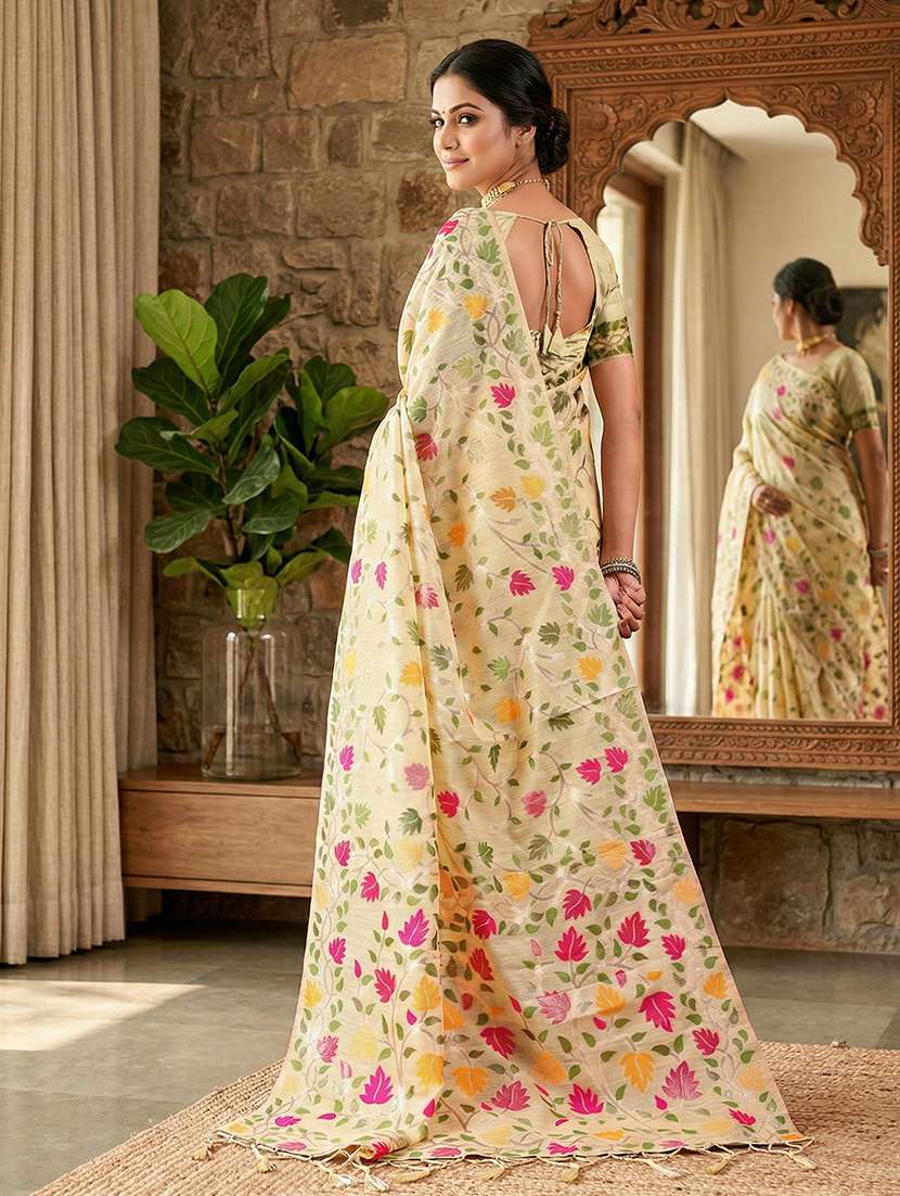 women floral weaving saree with tassel pallu with blouse - 22408152 -  Standard Image - 2