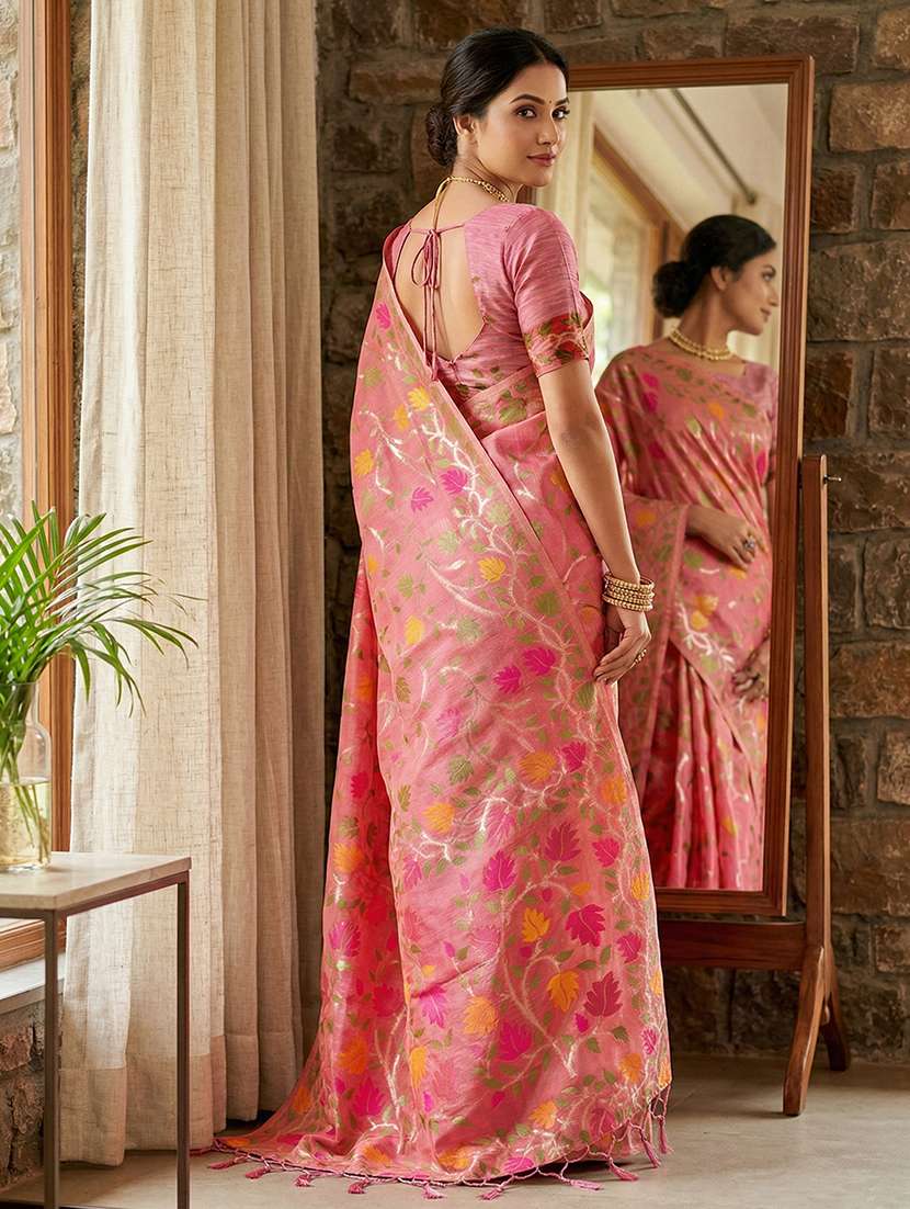 women floral weaving saree with tassel pallu with blouse - 22408155 -  Standard Image - 2