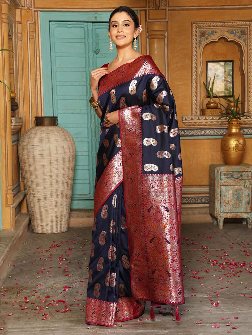 Women Self Design Banarasi Saree With Blouse - 22408171 -  Standard Image - 2