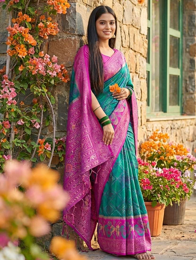 women self design pochampalli saree with blouse - 22408208 -  Standard Image - 2