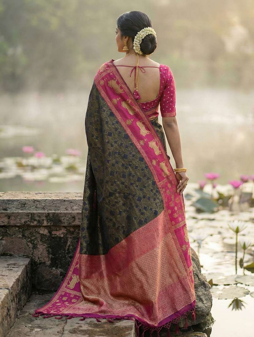 women self design kanjivaram saree with blouse - 22408242 -  Standard Image - 2
