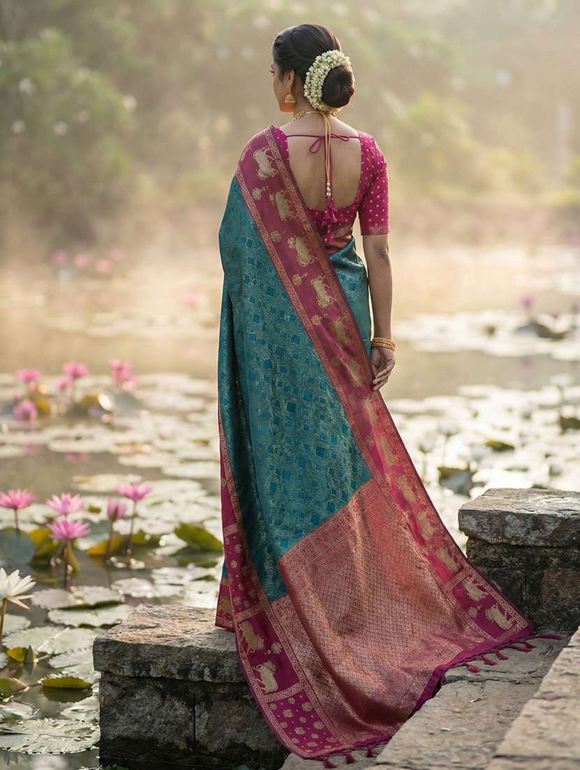 women self design kanjivaram saree with blouse - 22408243 -  Standard Image - 2