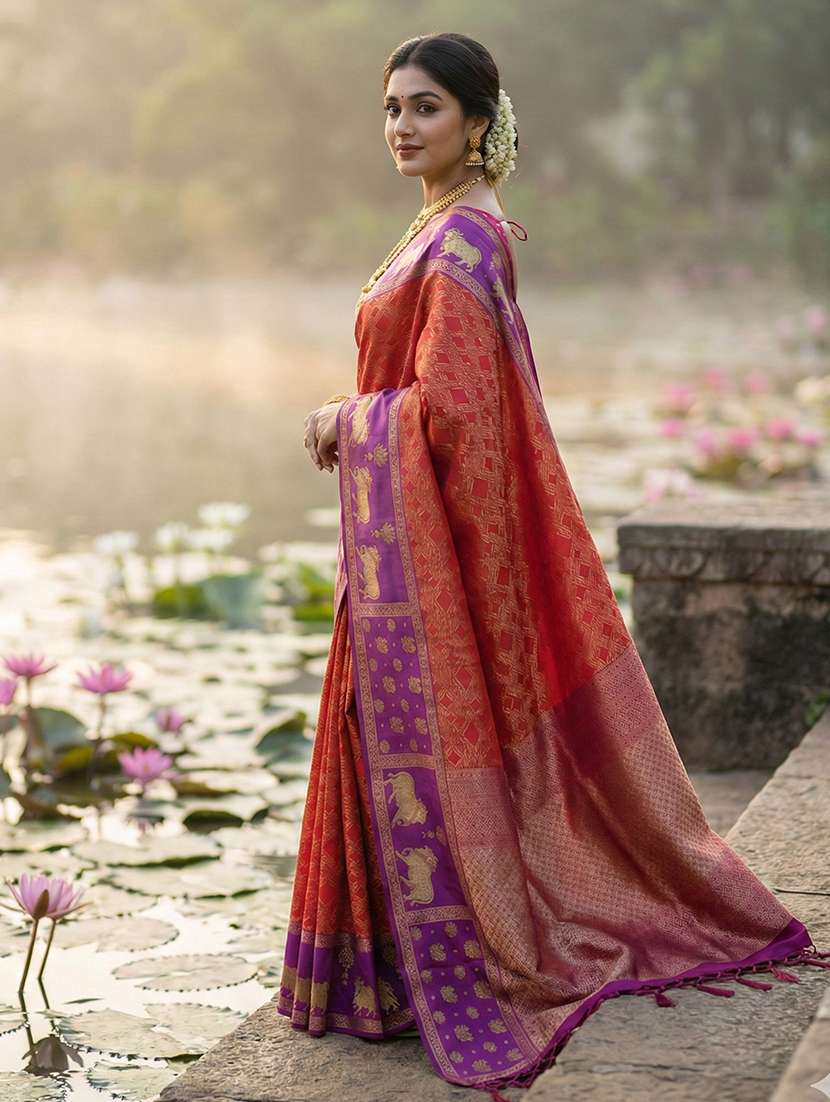 women self design kanjivaram saree with blouse - 22408246 -  Standard Image - 2