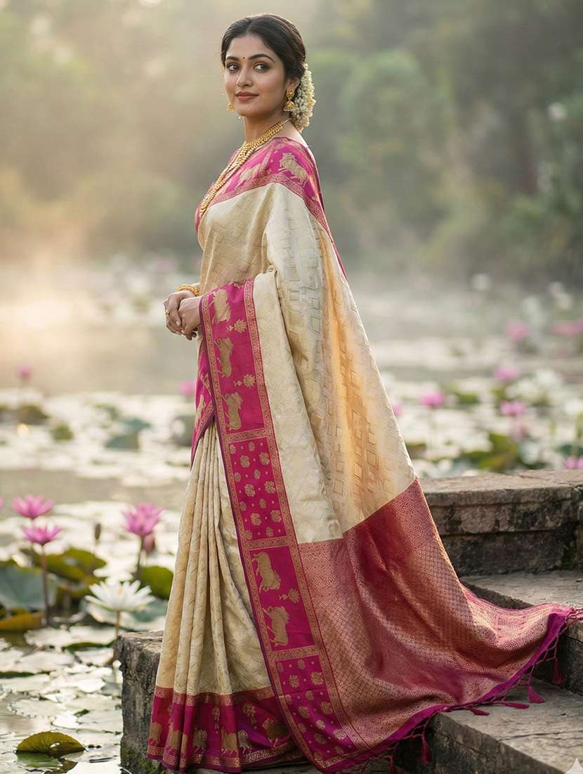 women self design kanjivaram saree with blouse - 22408247 -  Standard Image - 2