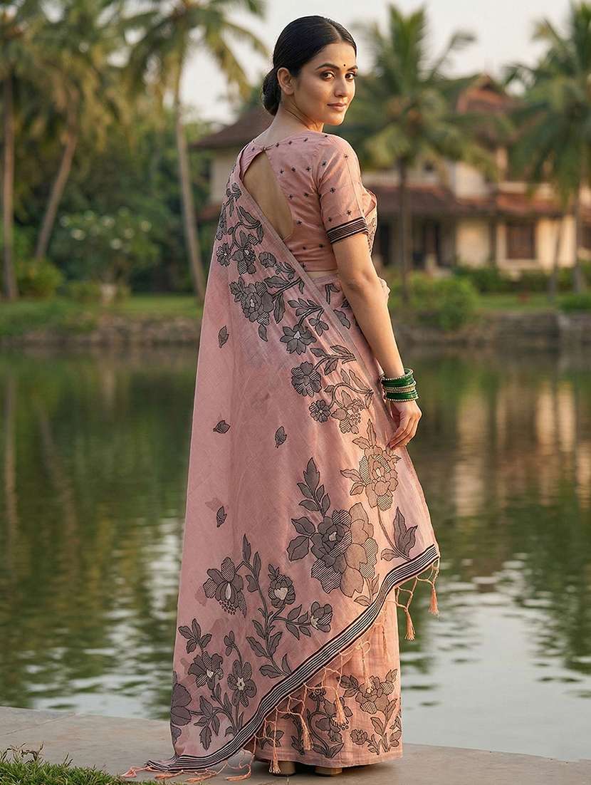 Women Self Design Bordered Saree With Blouse - 22408249 -  Standard Image - 2