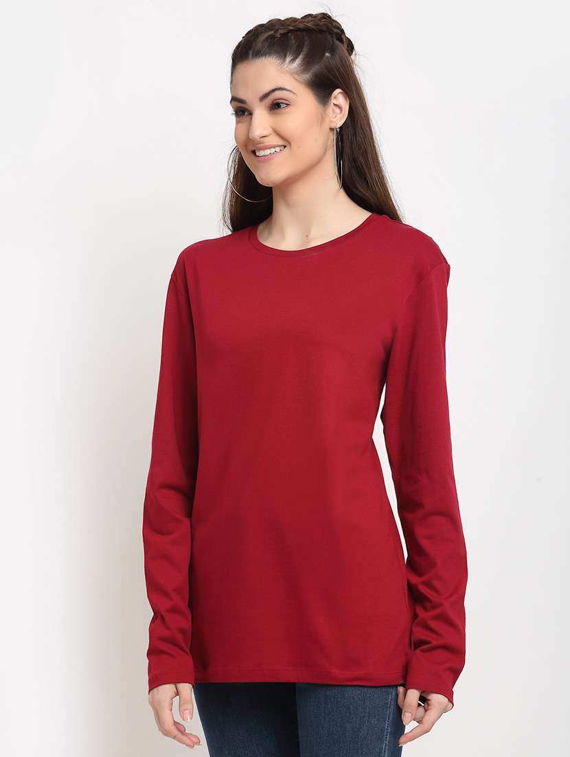 women solid long sleeve t-shirt - 22408604 -  Standard Image - 2