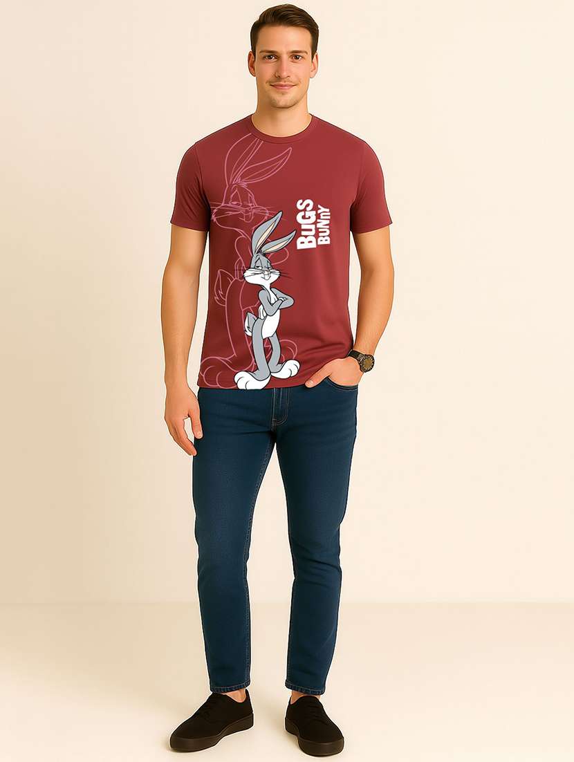 Men Printed Short Sleeve Slim Fit T-shirt - 22408712 -  Standard Image - 2