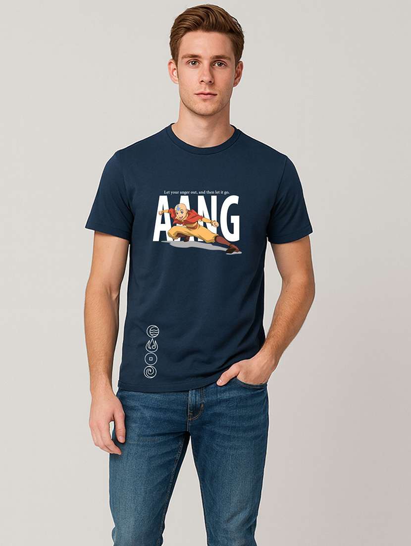 navy blue cotton chest print tshirt - 22408756 -  Standard Image - 2