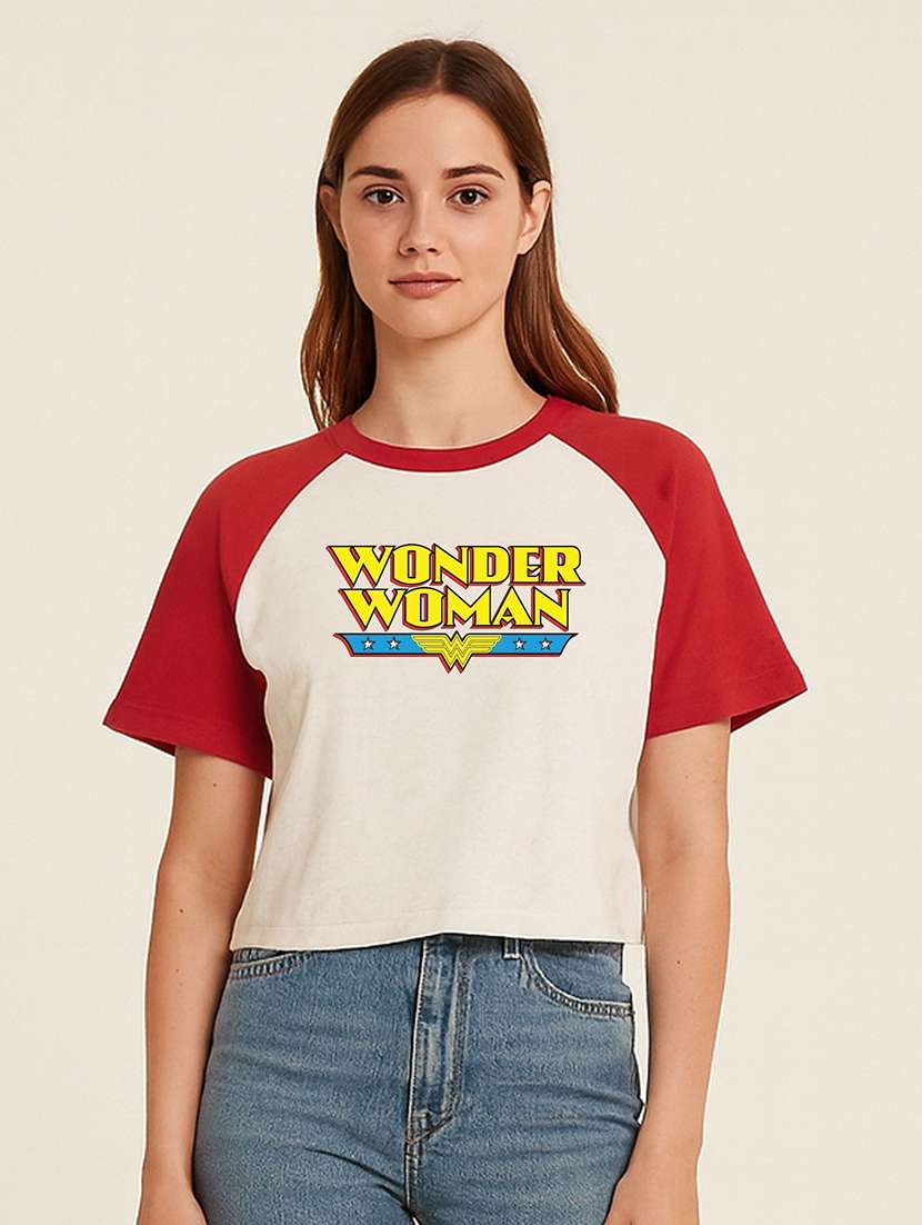 women printed short sleeve crop t-shirt