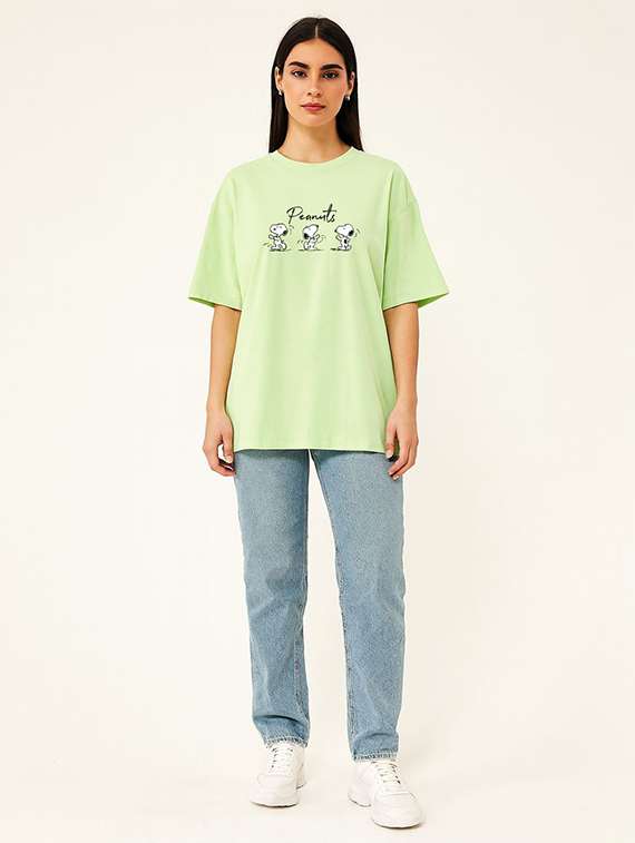 Women Printed Short Sleeve Oversized T-shirt - 22408837 -  Standard Image - 2