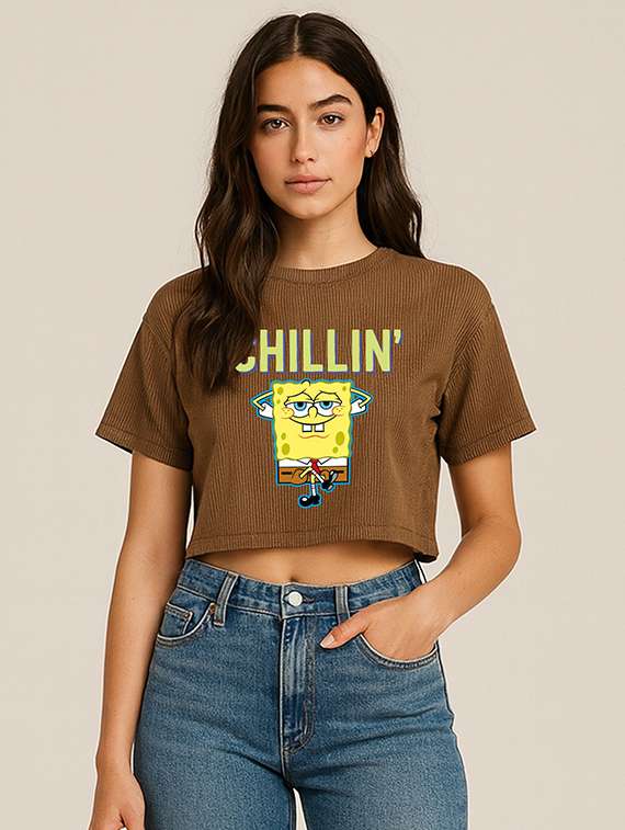 women printed short sleeve crop t-shirt