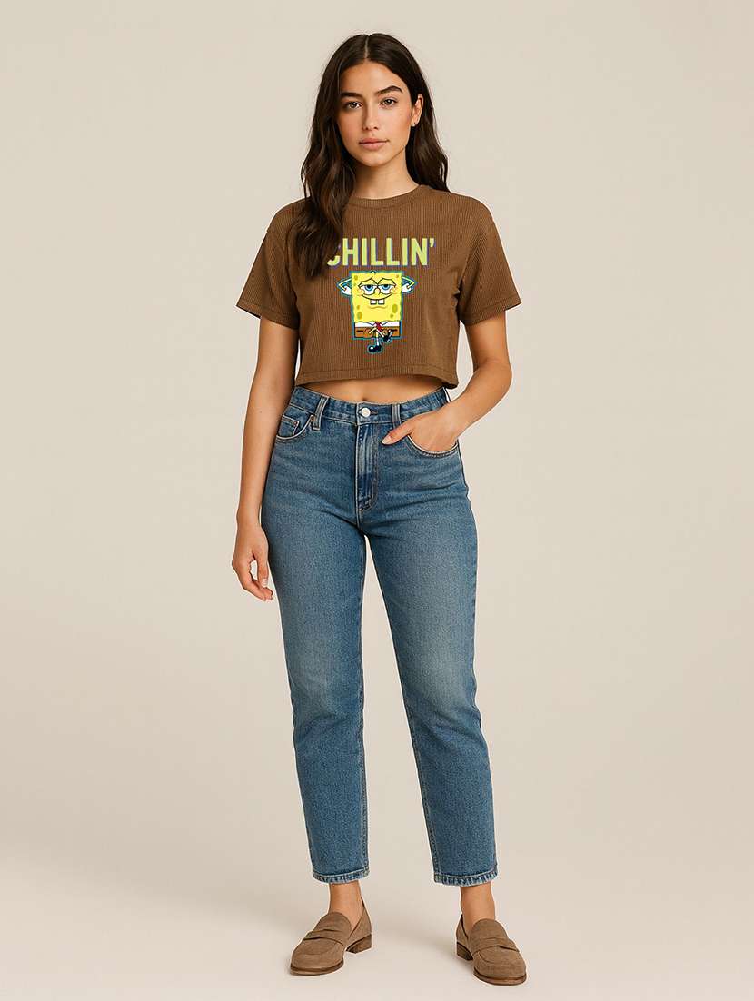 women printed short sleeve crop t-shirt - 22408870 -  Standard Image - 2