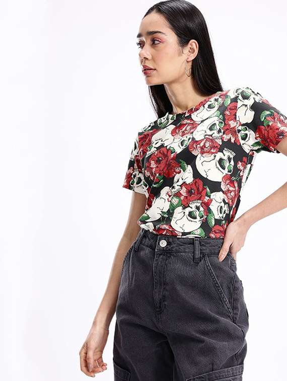 women printed short sleeve t-shirt