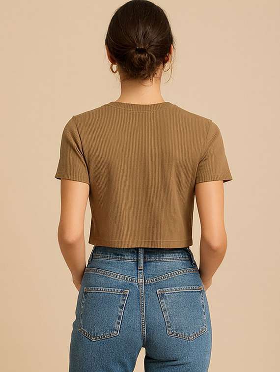 women printed short sleeve crop t-shirt - 22408905 -  Standard Image - 2