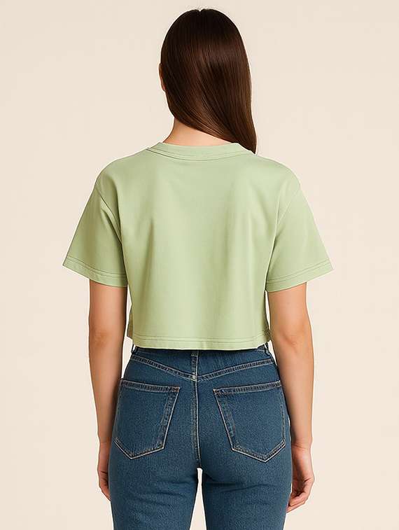 women printed short sleeve crop t-shirt - 22408913 -  Standard Image - 2