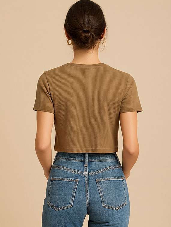 women printed short sleeve crop t-shirt - 22408918 -  Standard Image - 2