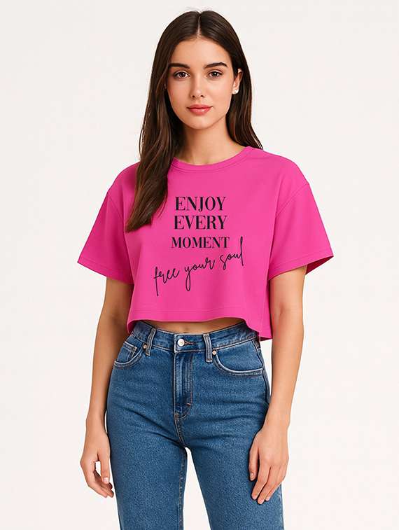 women printed short sleeve crop t-shirt