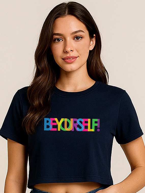 women printed short sleeve crop t-shirt