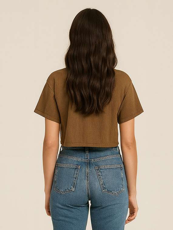 women printed short sleeve crop t-shirt - 22408976 -  Standard Image - 2