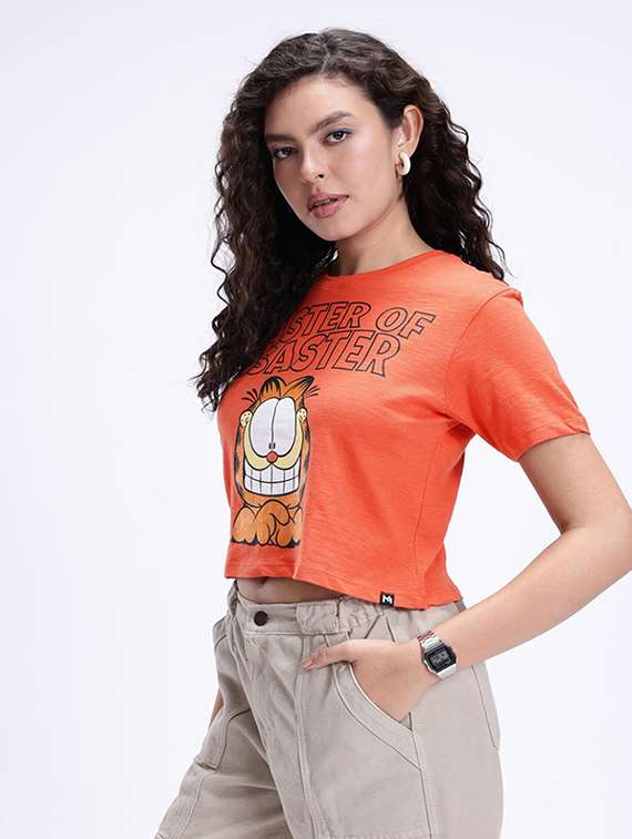 women printed short sleeve crop t-shirt - 22409013 -  Standard Image - 2