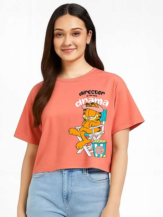 women printed short sleeve crop t-shirt