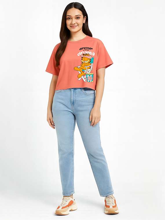 women printed short sleeve crop t-shirt - 22409100 -  Standard Image - 2
