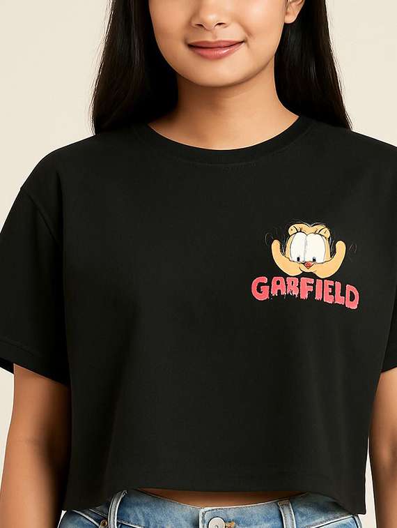 women printed short sleeve crop t-shirt - 22409108 -  Standard Image - 2