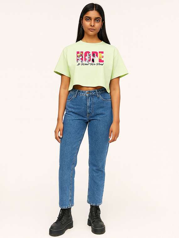 women printed short sleeve crop t-shirt - 22409113 -  Standard Image - 2